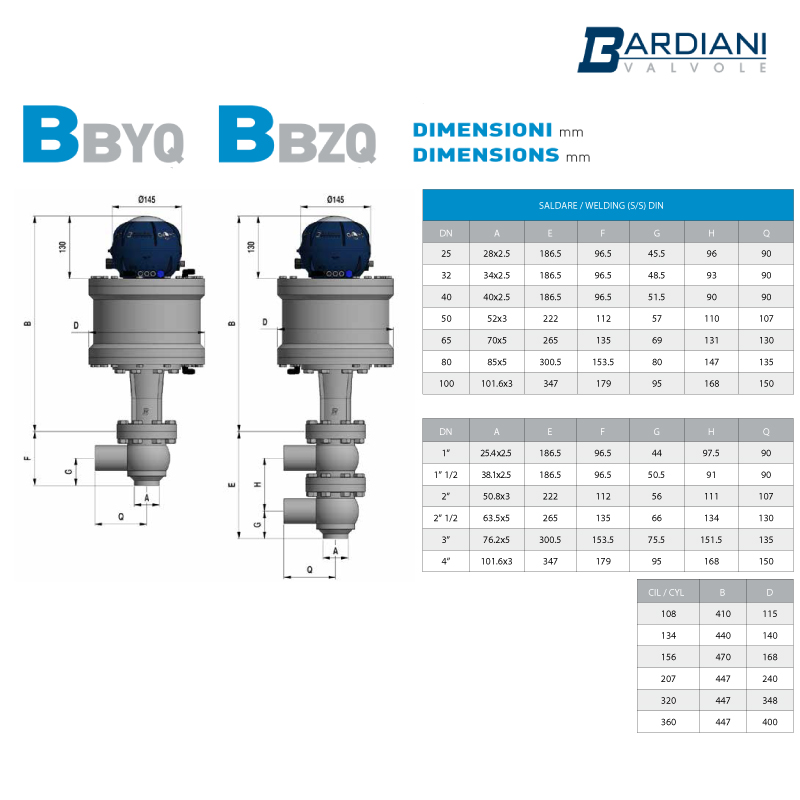 Pneumatic High Pressure Valve With Hydraulic Damper ; SMS ; WELD 3LL BODY ; SS316/316L/EPDM ; Bardiani