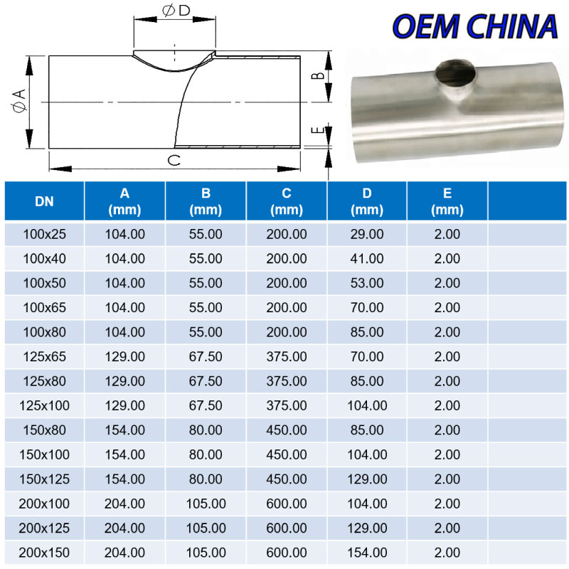 Reducing Tee Weld Ends ; DIN11852-2 ; SS316/316L ; OEM-China
