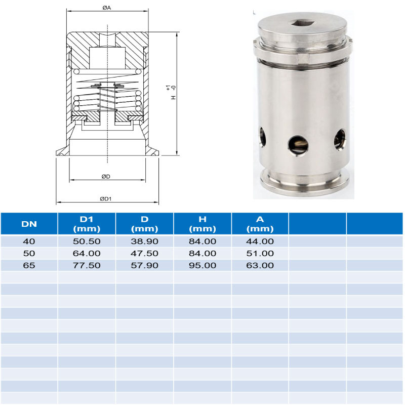 Vacuum Pressure Relief Valve ; DIN11851-2 ; SS304/304L/EPDM ; OEM-China