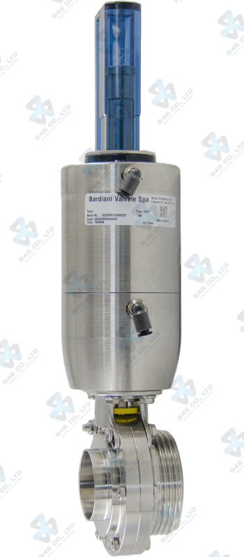 Van bướm vi sinh Đóng mở khí nén ; ZVF ; Mach83 tác động kép ; Inox 316L/EPDM ; DIN11864-1 ; 3/4Inch (OD19.05x1.65mm) ; Nối hàn-rắc co ; Bardiani
Bao gồm Gá gắn cảm biến