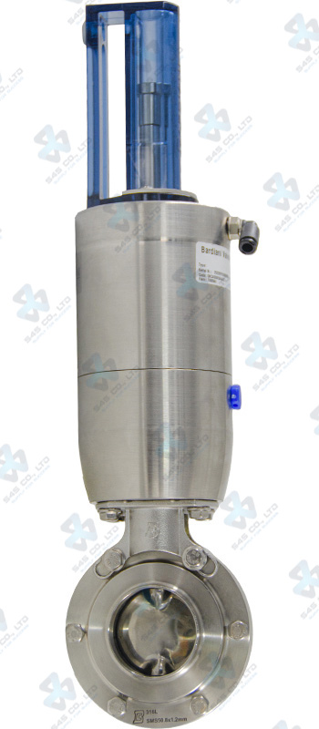 Van bướm vi sinh Đóng mở khí nén ; ZVF ; Mach83 lò xo tự hồi NC/NO ; Inox 316L/EPDM ; ISO ; DN32 (OD42.4x2mm) ; Nối hàn ; Bardiani
Bao gồm Gá gắn cảm biến