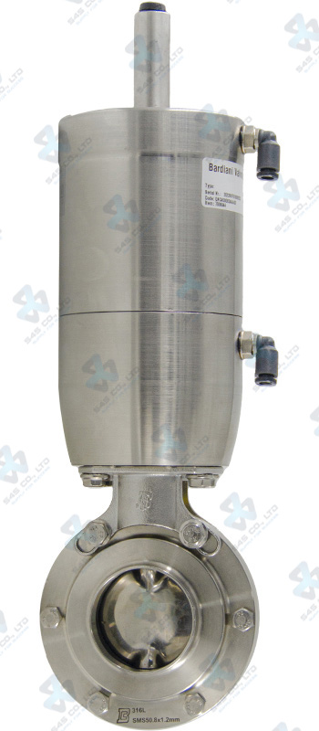 Van bướm vi sinh Đóng mở khí nén ; ZVF ; Mach98 tác động kép ; Inox 316L/EPDM ; ISO ; DN65 (OD76.1x2mm) ; Nối hàn ; Bardiani