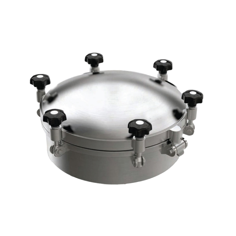 Hygienic manhole ; Round ; Pressure ; SS304/Silicone ; DN450 Neck 100mm ; China