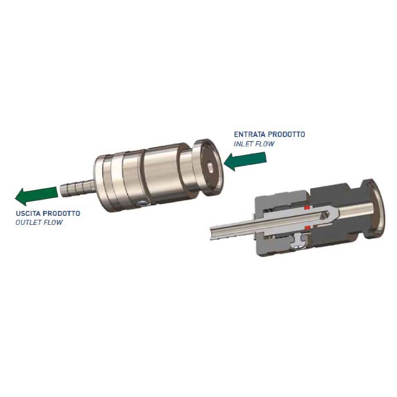 Hygienic Sample Valve ; 3 ports ; SMS ; SS316L/PTFE ; ID 13 ; Ferrule - hose nozzle ; Rizzato