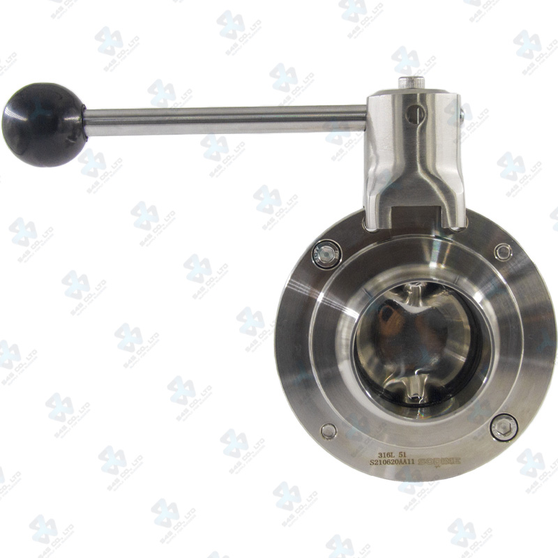 Van bướm vi sinh Đóng mở tay ; Tay K5 2 vị trí ; Inox 304/VITON ; SMS ; 1Inch (OD25mm) ; Nối hàn ; Sodime