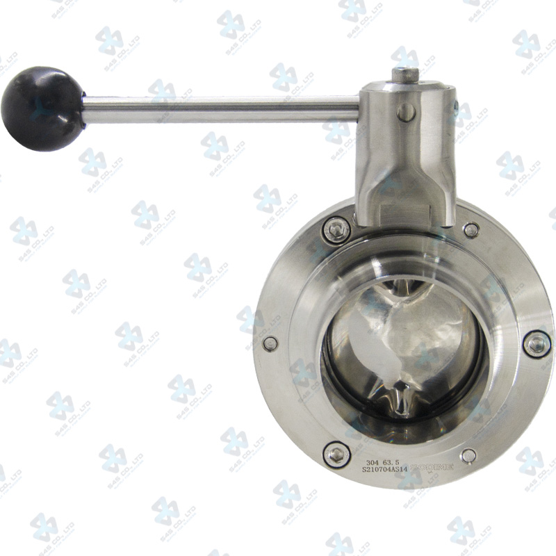 Van bướm vi sinh Đóng mở tay ; Tay K5 2 vị trí ; Inox 304/VITON ; SMS ; 2.5Inch (OD63.5mm) ; Nối hàn ; Sodime