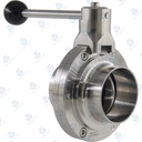 Van bướm vi sinh Đóng mở tay ; Tay K54 2 vị trí ; Inox 316L/EPDM ; SMS ; 4Inch (OD101.6mm) ; Nối hàn ; Sodime
