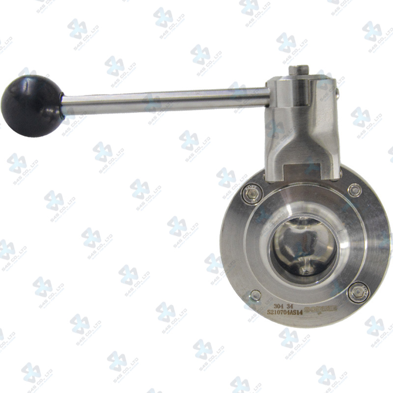 Van bướm vi sinh Đóng mở tay ; Tay K5 2 vị trí ; Inox 304/VITON ; DIN11851-1 ; DN32 (OD34mm) ; Nối hàn ; Sodime