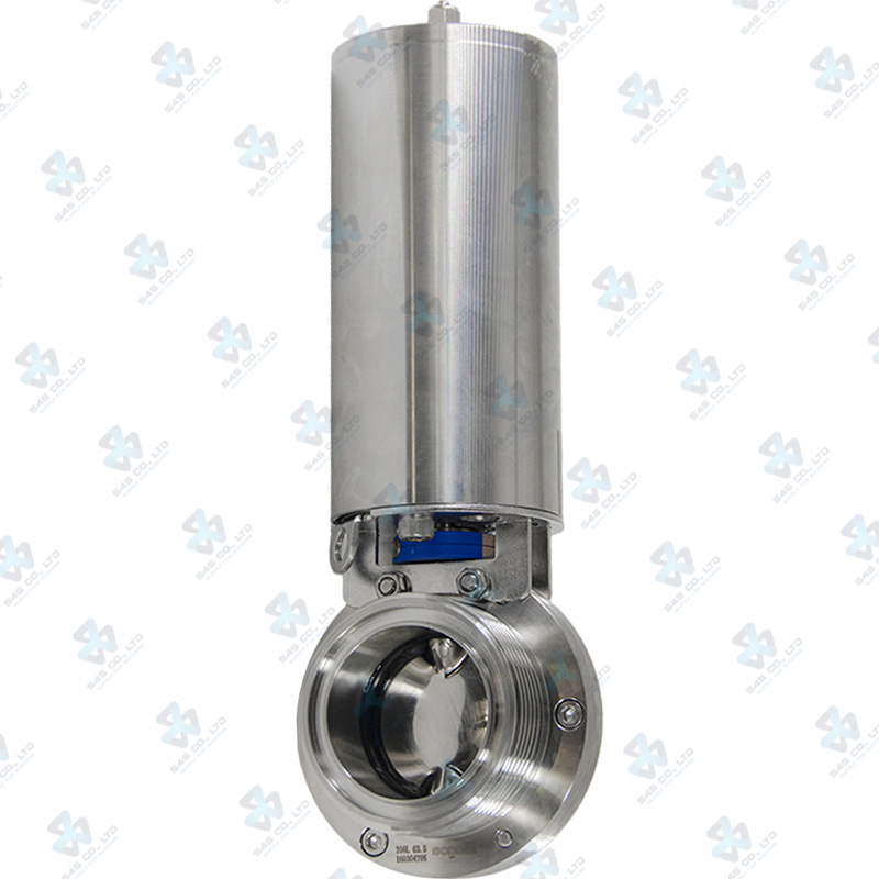 Van bướm vi sinh Đóng mở khí nén ; K3 lò xo tự hồi thường đóng/ thường mở ; Inox 316L/VITON ; SMS ; 2.5Inch (OD63.5mm) ; Nối rắc co ; Sodime