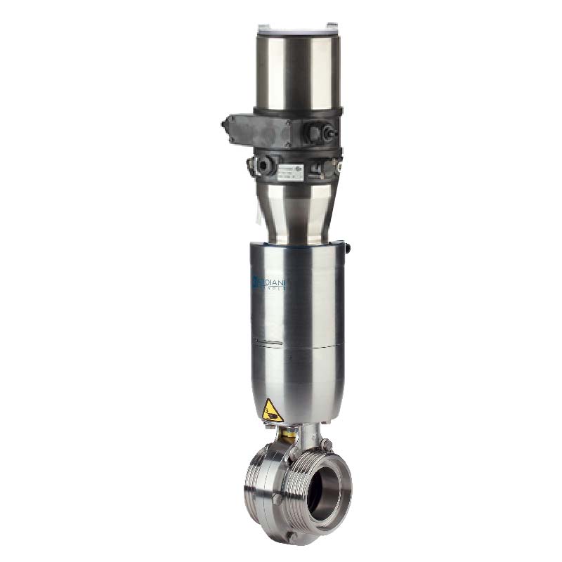 Van bướm vi sinh Đóng mở khí nén ; ZVF ; Mach83 tác động kép ; Inox 316L/Silicone ; SMS ; 1.5Inch (OD38mm) ; Nối rắc co ; Bardiani
Bao gồm Bộ điều khiển Burkert 4-20mA