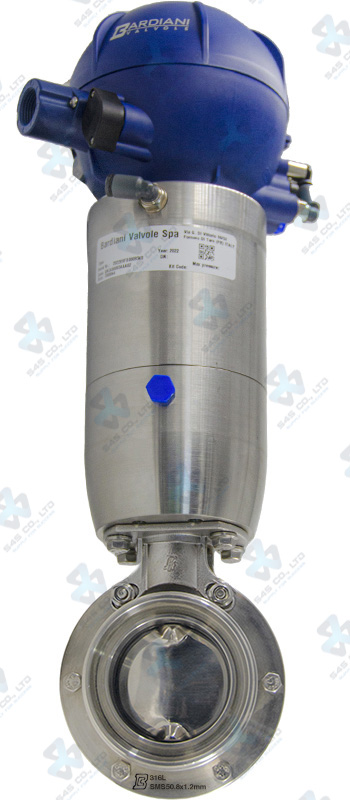 Van bướm vi sinh Đóng mở khí nén ; ZVF ; Mach98 lò xo tự hồi NC/NO ; Inox 316L/EPDM ; SMS ; 4Inch (OD101.6mm) ; Nối rắc co ; Bardiani
Bao gồm J-Giotto 1EV 24VDC 1PNP PG11 Led Board