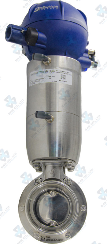 Van bướm vi sinh Đóng mở khí nén ; ZVF ; Mach98 tác động kép ; Inox 316L/FKM/VITON ; SMS ; 2.5Inch (OD63.5mm) ; Nối rắc co ; Bardiani
Bao gồm J-Giotto 2EV 24VDC 1PNP PG11 Led Board