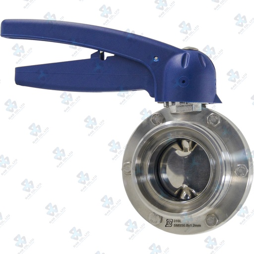 [7022643] Manual Hygienic BV ; VVF ; Plastic handle 76-104 5pos ; SS316L/EPDM ; SMS ; 3Inch (OD76.1mm) ; MM ; Bardiani