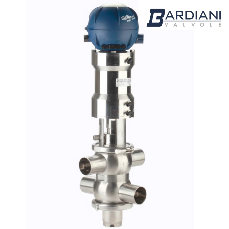 Pneumatic Double Seat Valve (Mixproof) ; SMS ; WELD TT BODY 4-90° ; SS316/316L/EPDM ; Bardiani