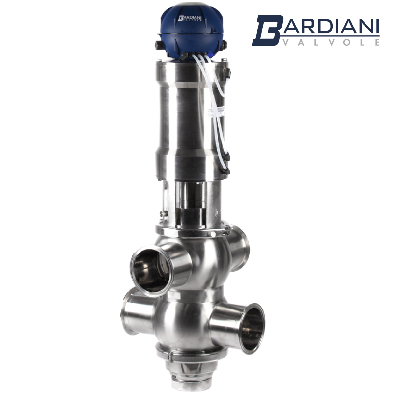 Pneumatic Double Seat Valve (Mixproof) ; SMS ; CLAMP TT BODY 4-90° ; SS316/316L/EPDM ; Bardiani