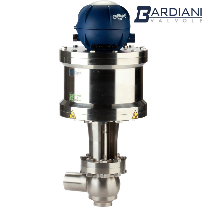 Pneumatic High Pressure Valve With Steam Barrier ; SMS ; WELD 1L BODY ; SS316/316L/EPDM ; Bardiani