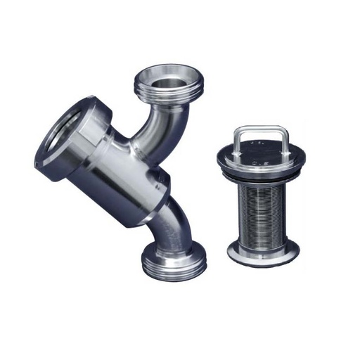 [7032378] Sanitary Filter ; 45o Y Body ; SS304L/EPDM ; DIN11851-2 ; Slot 400micron ; DN80 (OD85x2mm) ; MM ; M&S
