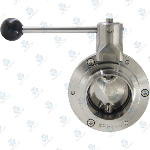 [7020856] Van bướm vi sinh Đóng mở tay ; Tay K5 2 vị trí ; Inox 304/VITON ; SMS ; 2.5Inch (OD63.5mm) ; Nối hàn ; Sodime