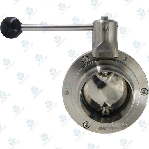 [7020857] Van bướm vi sinh Đóng mở tay ; Tay K5 2 vị trí ; Inox 304/VITON ; SMS ; 3Inch (OD76.1mm) ; Nối hàn ; Sodime