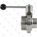 Van bướm vi sinh Đóng mở tay ; Tay K5 2 vị trí ; Inox 304/VITON ; SMS ; 3Inch (OD76.1mm) ; Nối hàn-rắc co ; Sodime