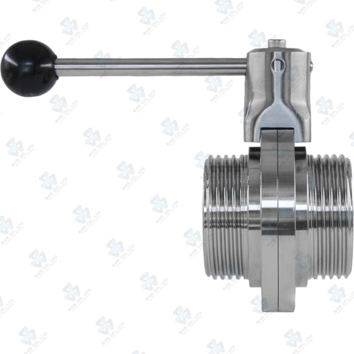 [7010881] Van bướm vi sinh Đóng mở tay ; Tay K5 2 vị trí ; Inox 304/EPDM ; SMS ; 1Inch (OD25mm) ; Nối rắc co ; Sodime