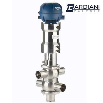 Pneumatic Double Seat Valve (Mixproof) With Steam Barrier ; SMS ; WELD TT BODY 4-90° ; SS316/316L/EPDM ; Bardiani